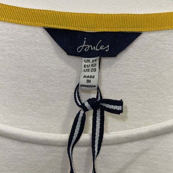 Joules Womens Striped Seacombe Button Shoulder Breton Top White Yellow Sz 20 NWT - Picture 8 of 12